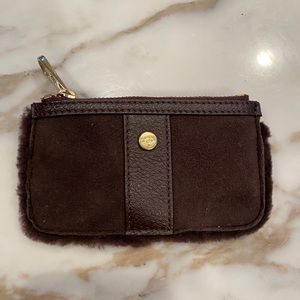 Ugh fur and suede brown coin wallet